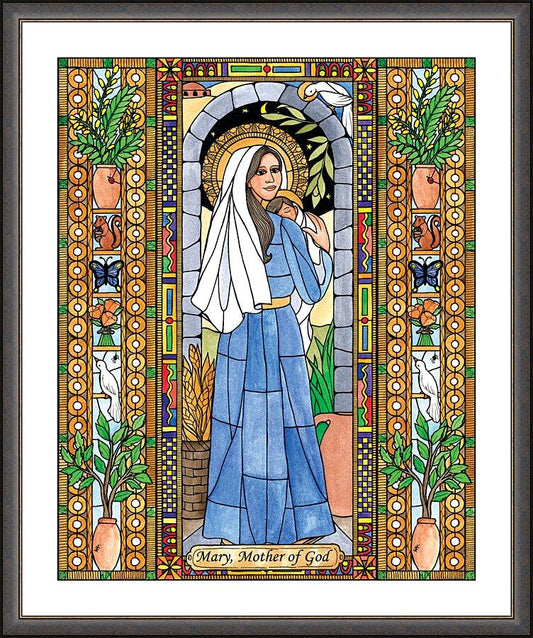 Wall Frame Espresso, Matted - Mary, Mother of God by B. Nippert