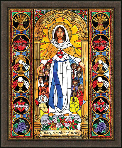 Wall Frame Espresso - Mary, Mother of Mercy by Brenda Nippert - Trinity Stores