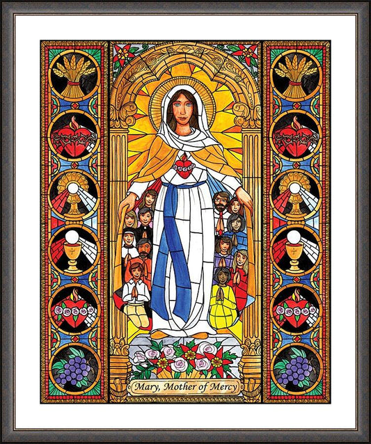 Wall Frame Espresso, Matted - Mary, Mother of Mercy by B. Nippert