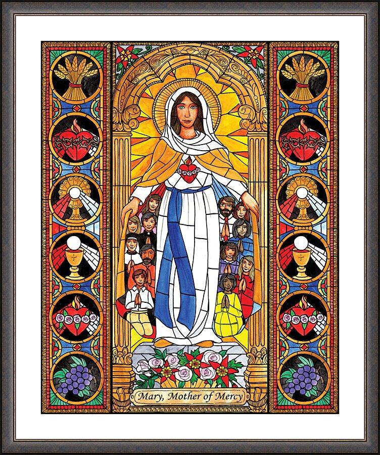 Wall Frame Espresso, Matted - Mary, Mother of Mercy by Brenda Nippert - Trinity Stores