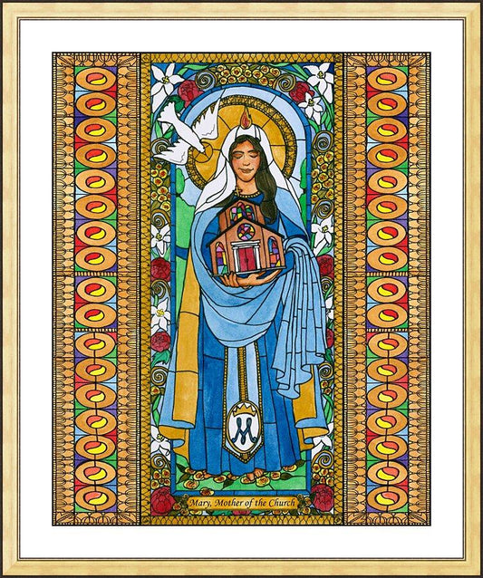 Wall Frame Gold, Matted - Mary, Mother of the Church by B. Nippert