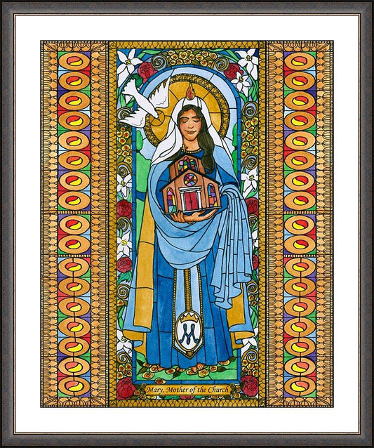 Wall Frame Espresso, Matted - Mary, Mother of the Church by B. Nippert