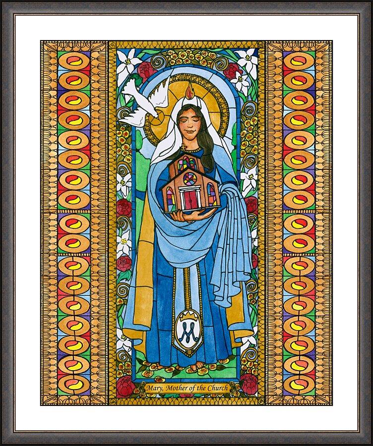 Wall Frame Espresso, Matted - Mary, Mother of the Church by Brenda Nippert - Trinity Stores