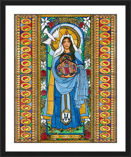 Wall Frame Black, Matted - Mary, Mother of the Church by B. Nippert