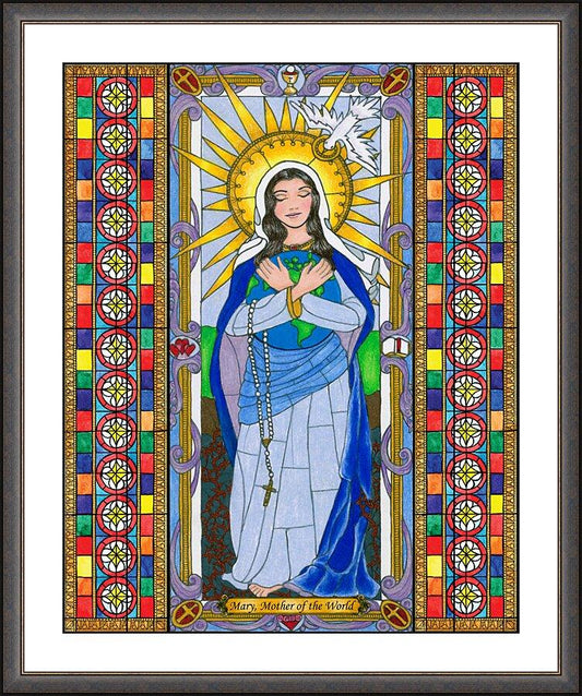 Wall Frame Espresso, Matted - Mary, Mother of the World by B. Nippert