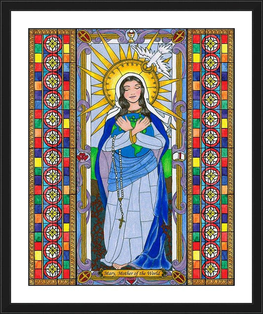 Wall Frame Black, Matted - Mary, Mother of the World by B. Nippert
