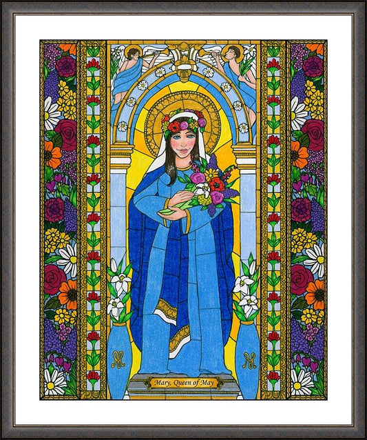 Wall Frame Espresso, Matted - Mary, Queen of May by B. Nippert