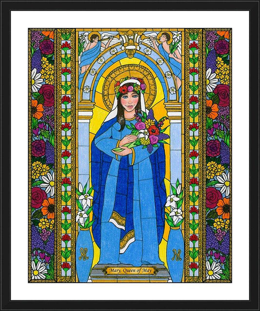 Wall Frame Black, Matted - Mary, Queen of May by B. Nippert