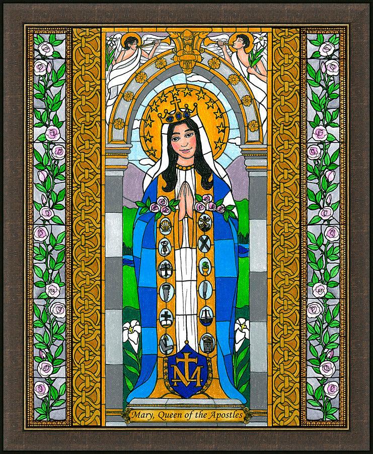Wall Frame Espresso - Mary, Queen of the Apostles by Brenda Nippert - Trinity Stores