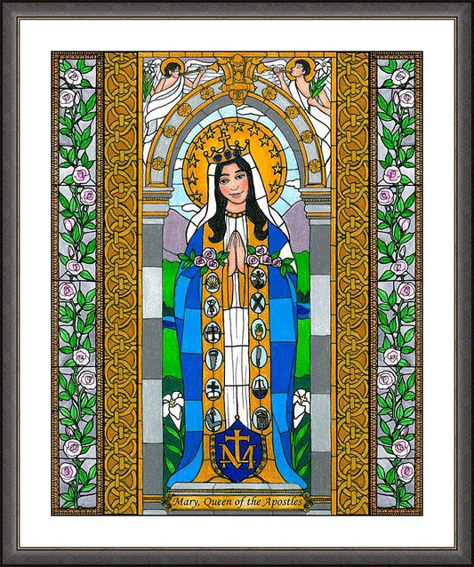 Wall Frame Espresso, Matted - Mary, Queen of the Apostles by B. Nippert