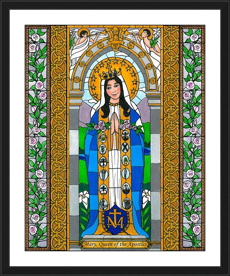Wall Frame Black, Matted - Mary, Queen of the Apostles by B. Nippert