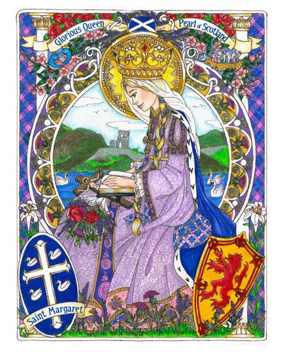 Wall Frame Gold, Matted - St. Margaret of Scotland by Brenda Nippert - Trinity Stores