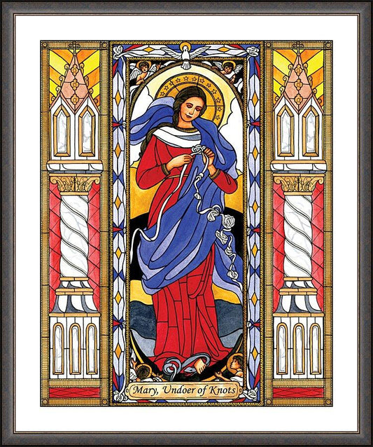 Wall Frame Espresso, Matted - Mary, Undoer of Knots by B. Nippert