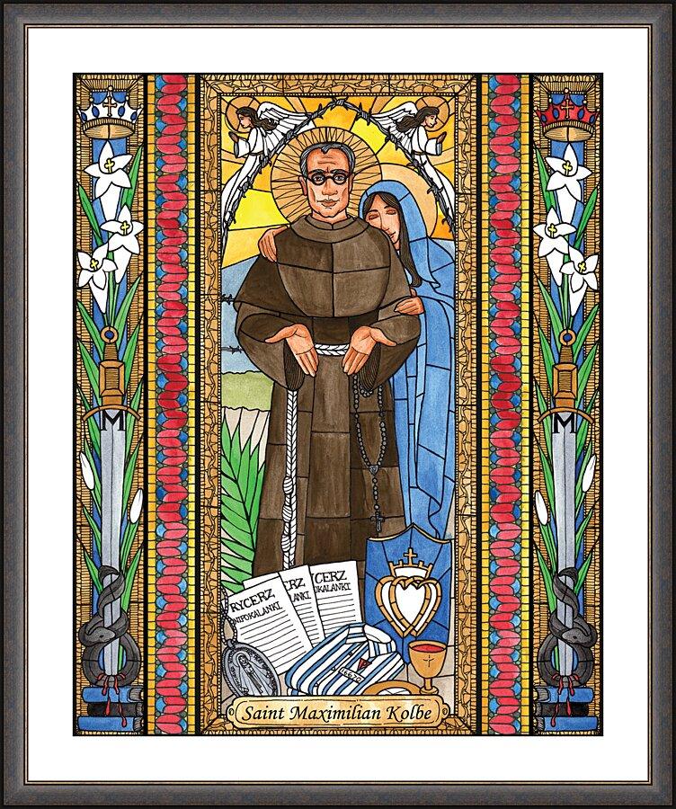 Wall Frame Espresso, Matted - St. Maximilian Kolbe by Brenda Nippert - Trinity Stores