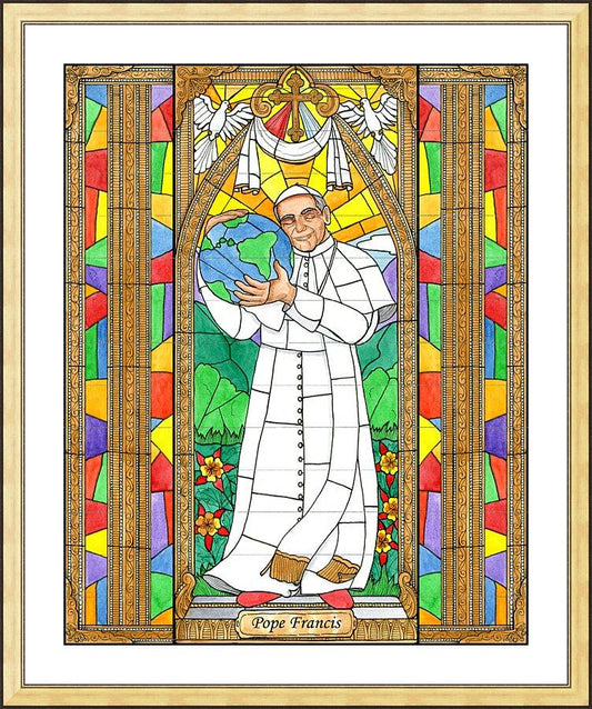 Wall Frame Gold, Matted - Pope Francis by Brenda Nippert - Trinity Stores