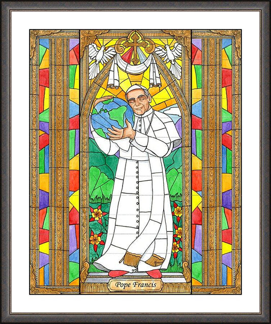 Wall Frame Espresso, Matted - Pope Francis by Brenda Nippert - Trinity Stores