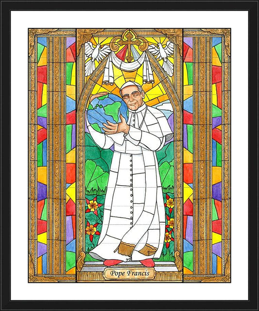 Wall Frame Black, Matted - Pope Francis by Brenda Nippert - Trinity Stores