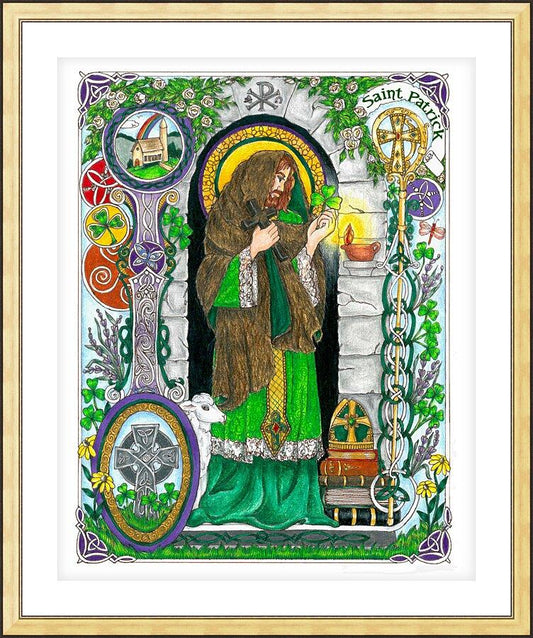 Wall Frame Gold, Matted - St. Patrick by B. Nippert