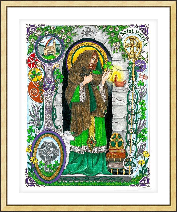 Wall Frame Gold, Matted - St. Patrick by Brenda Nippert - Trinity Stores