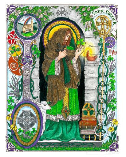 Wall Frame Espresso, Matted - St. Patrick by Brenda Nippert - Trinity Stores