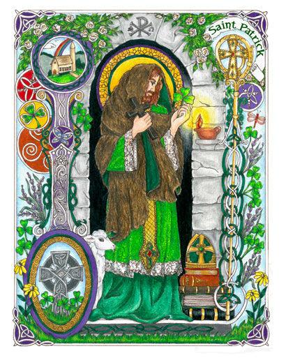 Wall Frame Gold, Matted - St. Patrick by Brenda Nippert - Trinity Stores