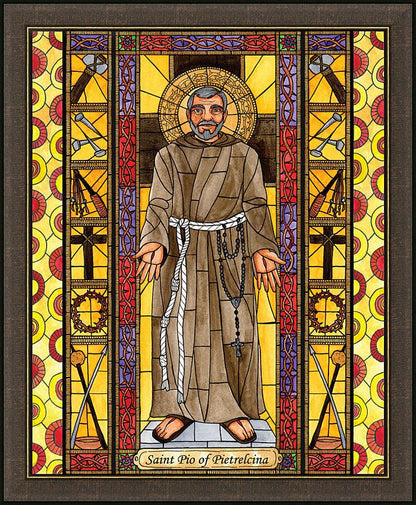 Wall Frame Espresso - St. Padre Pio of Pietrelcina by B. Nippert