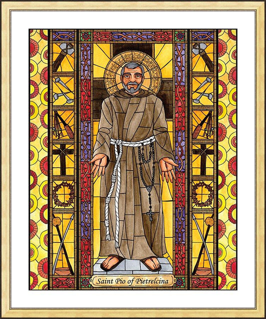 Wall Frame Gold, Matted - St. Padre Pio of Pietrelcina by B. Nippert