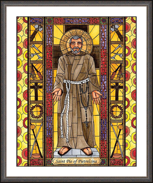 Wall Frame Espresso, Matted - St. Padre Pio of Pietrelcina by B. Nippert