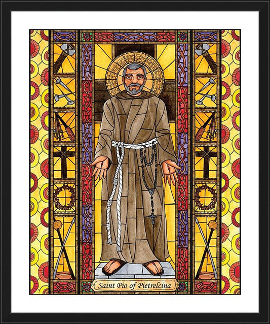 Wall Frame Black, Matted - St. Padre Pio of Pietrelcina by B. Nippert