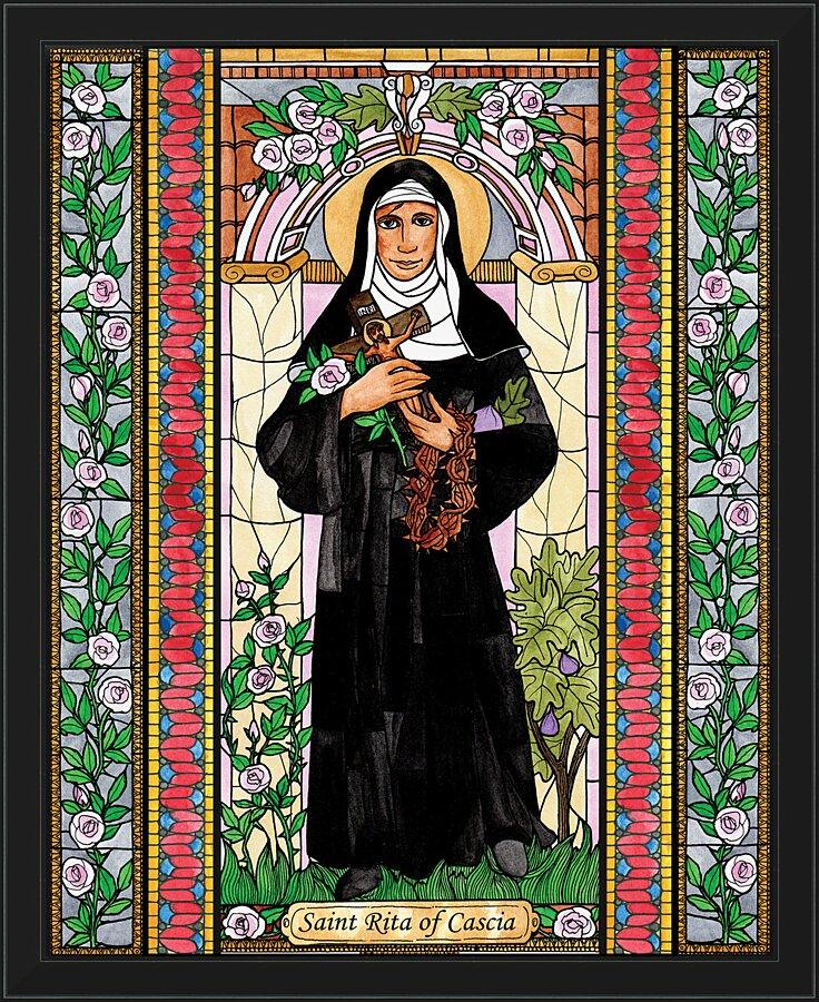 Wall Frame Black - St. Rita of Cascia by Brenda Nippert - Trinity Stores