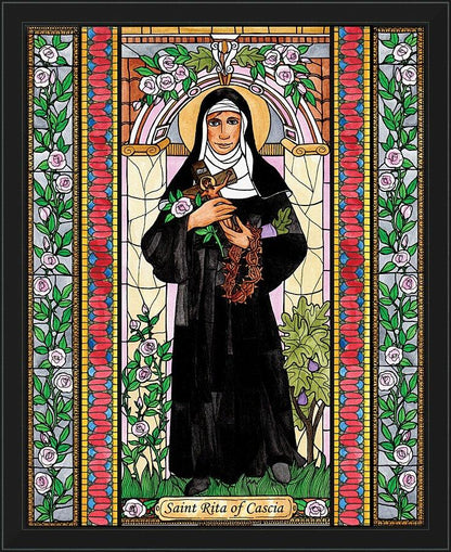 Wall Frame Black - St. Rita of Cascia by Brenda Nippert - Trinity Stores