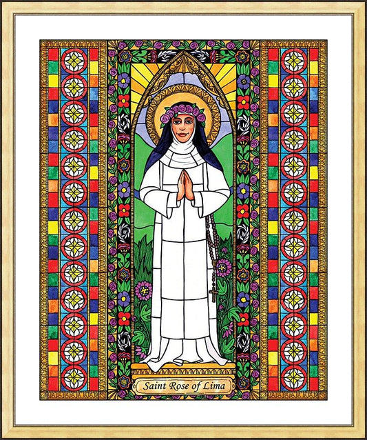 Wall Frame Gold, Matted - St. Rose of Lima by B. Nippert