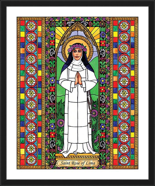 Wall Frame Black, Matted - St. Rose of Lima by B. Nippert