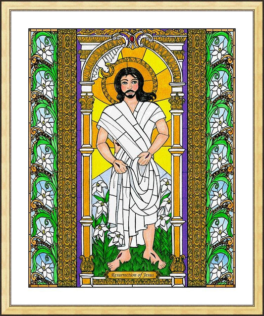 Wall Frame Gold, Matted - Resurrection of Jesus by B. Nippert