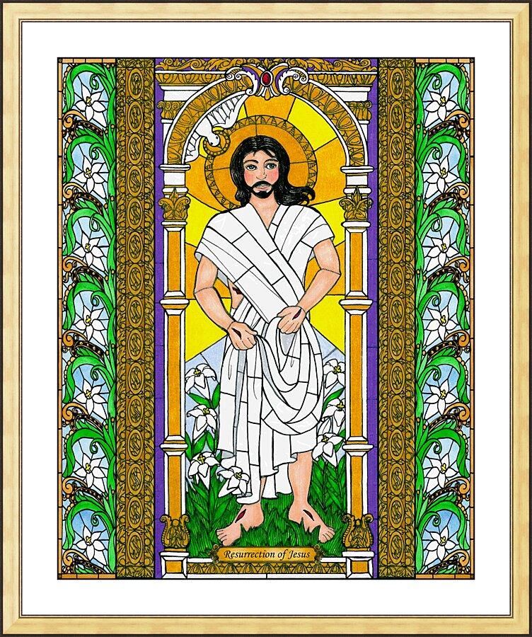 Wall Frame Gold, Matted - Resurrection of Jesus by Brenda Nippert - Trinity Stores