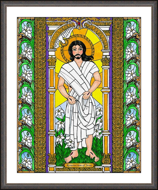 Wall Frame Espresso, Matted - Resurrection of Jesus by B. Nippert
