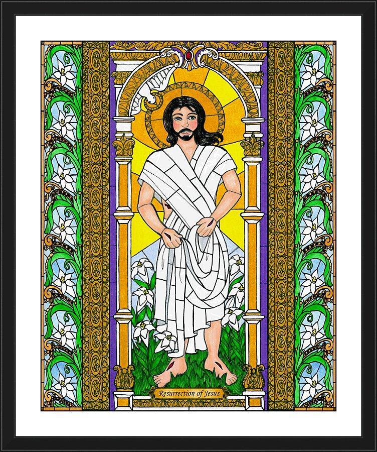 Wall Frame Black, Matted - Resurrection of Jesus by B. Nippert