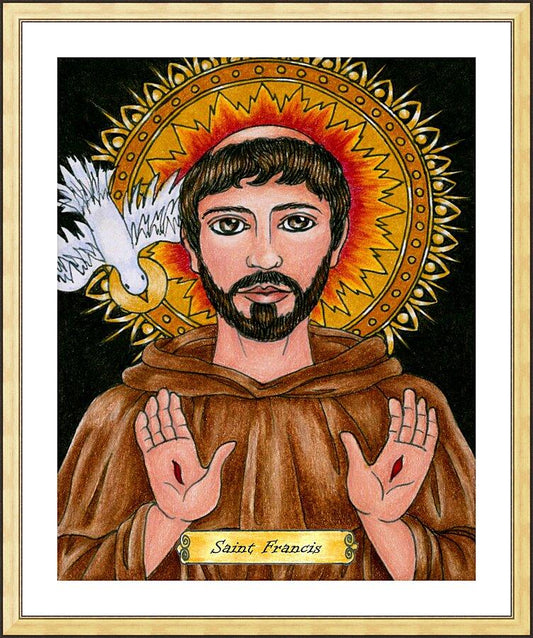 Wall Frame Gold, Matted - St. Francis of Assisi by B. Nippert
