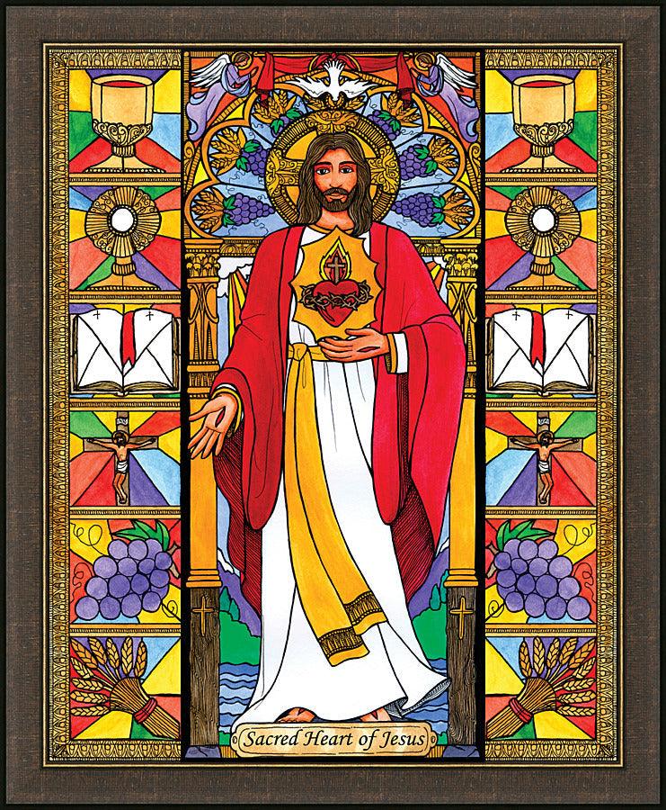 Wall Frame Espresso - Sacred Heart of Jesus by Brenda Nippert - Trinity Stores