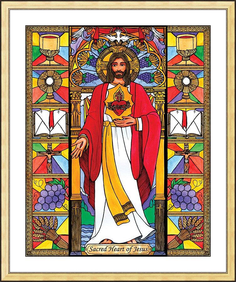 Wall Frame Gold, Matted - Sacred Heart of Jesus by Brenda Nippert - Trinity Stores