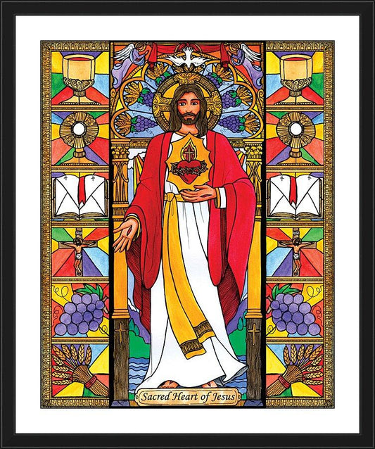 Wall Frame Black, Matted - Sacred Heart of Jesus by B. Nippert