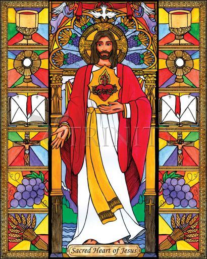 Wall Frame Black, Matted - Sacred Heart of Jesus by Brenda Nippert - Trinity Stores