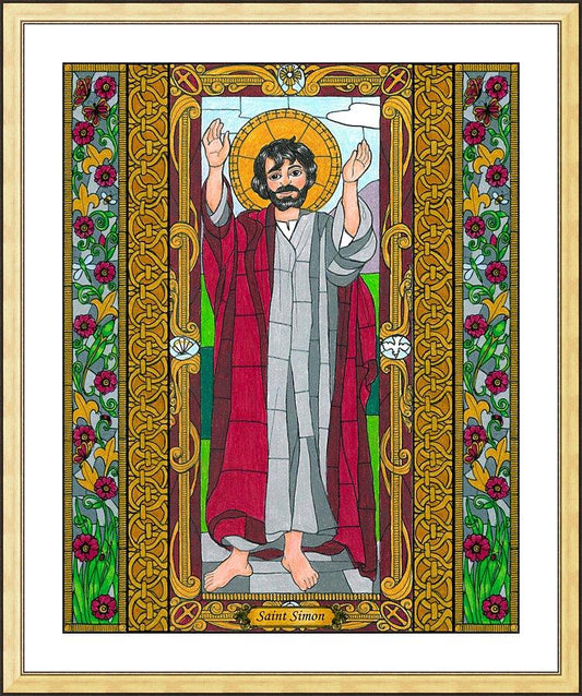 Wall Frame Gold, Matted - St. Simon the Apostle by B. Nippert