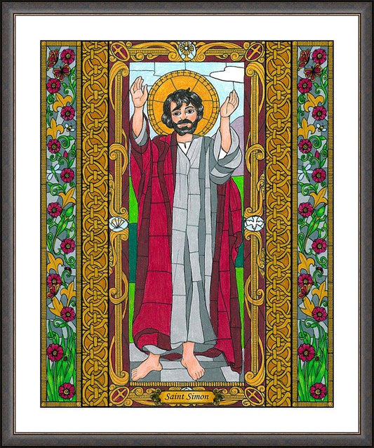 Wall Frame Espresso, Matted - St. Simon the Apostle by Brenda Nippert - Trinity Stores