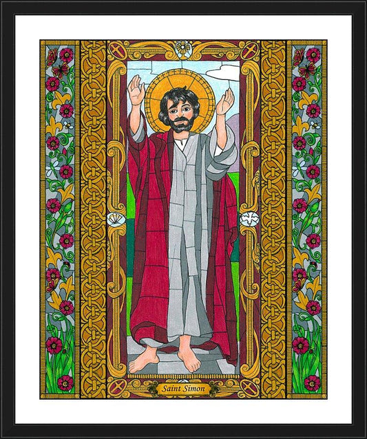 Wall Frame Black, Matted - St. Simon the Apostle by Brenda Nippert - Trinity Stores