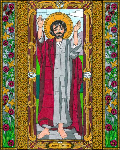 Wall Frame Black, Matted - St. Simon the Apostle by Brenda Nippert - Trinity Stores