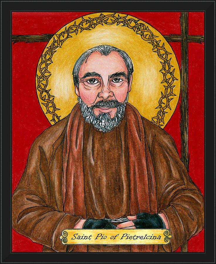 Wall Frame Black - St. Pio of Pietrelcina  by Brenda Nippert - Trinity Stores