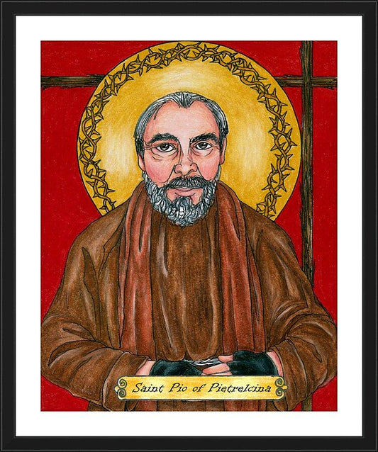 Wall Frame Black, Matted - St. Pio of Pietrelcina  by B. Nippert