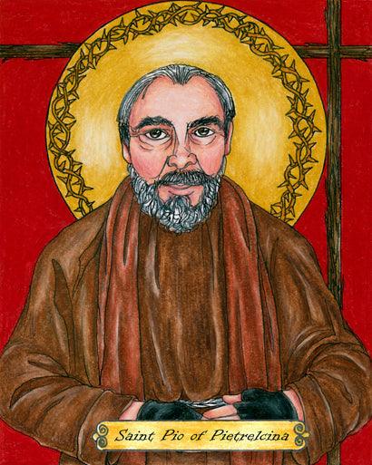 Wall Frame Espresso, Matted - St. Pio of Pietrelcina  by Brenda Nippert - Trinity Stores