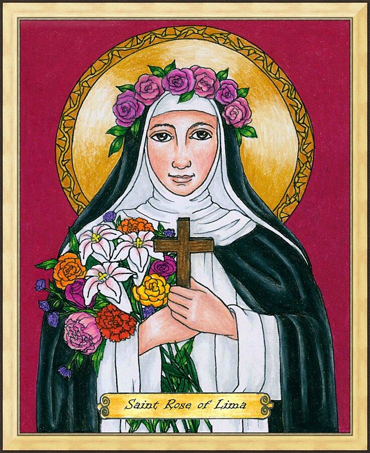 Wall Frame Gold - St. Rose of Lima by Brenda Nippert - Trinity Stores